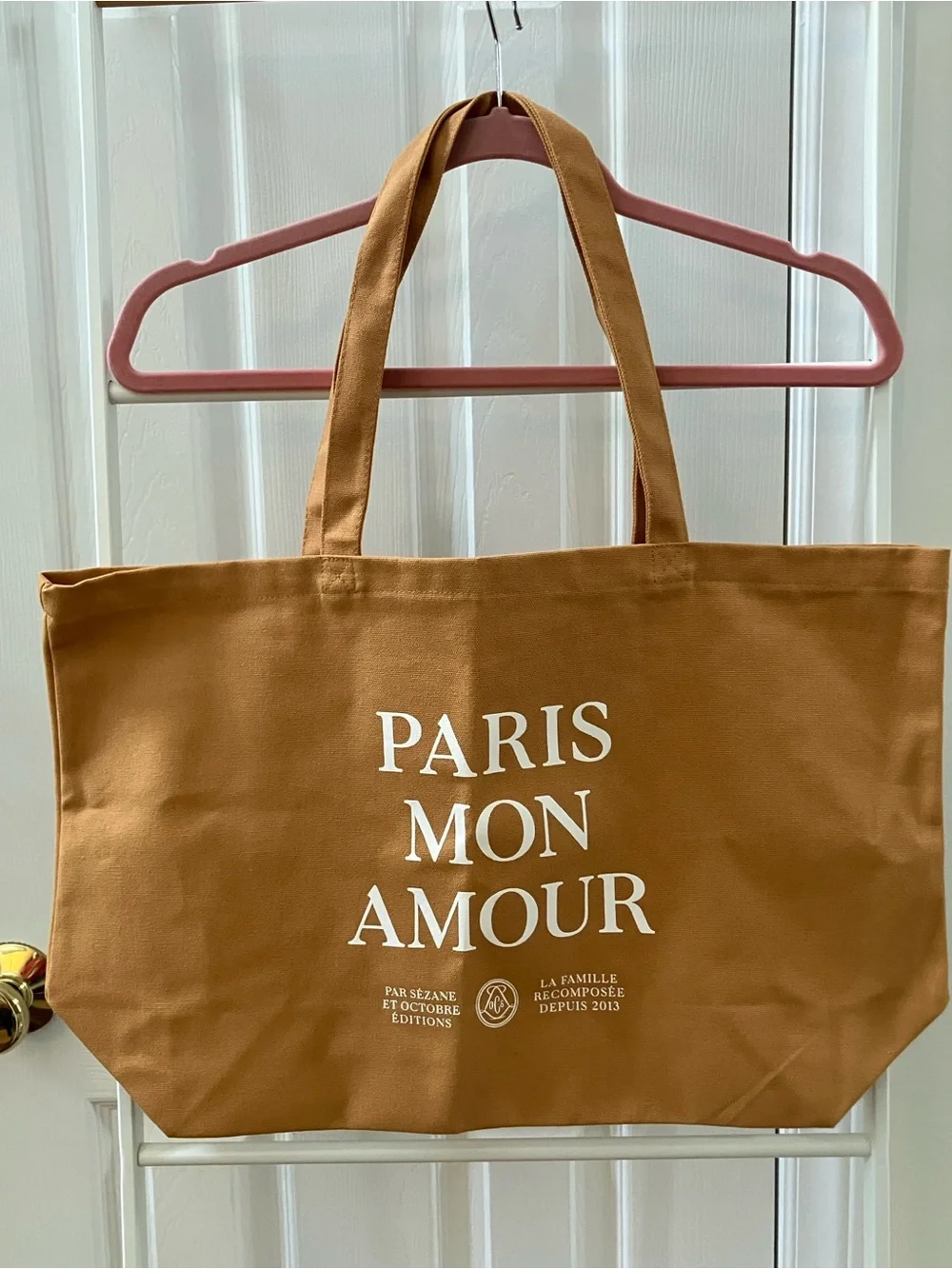 Brand New Sézane Tan Cotton 'Paris Mon Amour' Tote